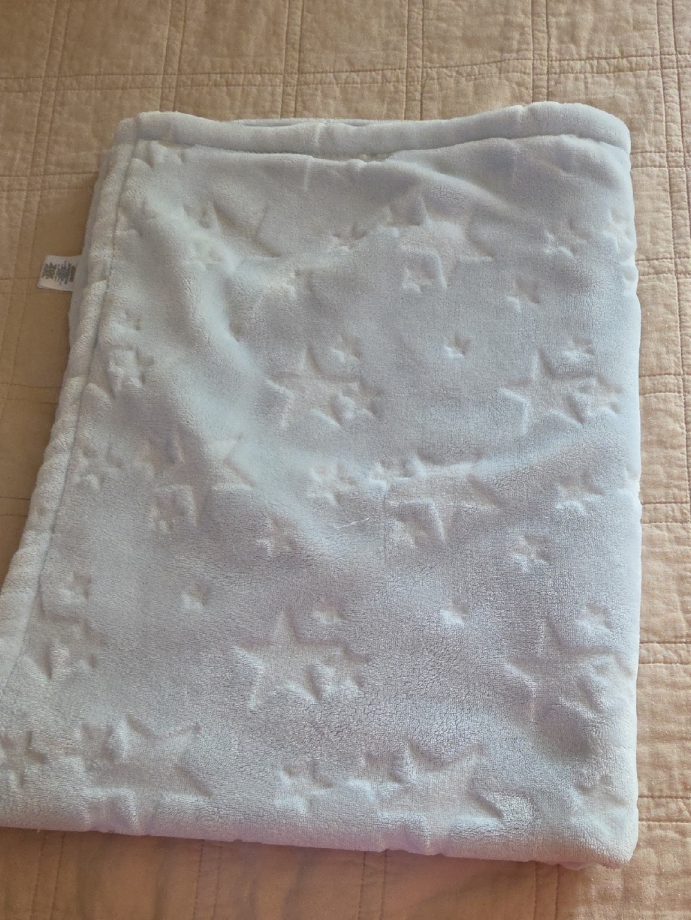 Blue Star-Embossed Plush Baby Blanket